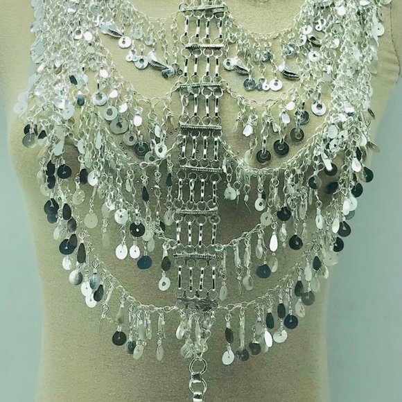 Multilayers Afghan Necklace, Tribal Afghani Necklace With Dangling Tassels - Picture 9 of 11